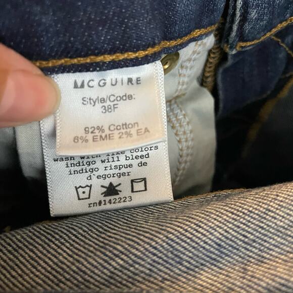 McGuire Denim  Flare Wide Leg Distressed Jeans High Rise Raw Hem Boho Sz. 24 - Picture 9 of 11